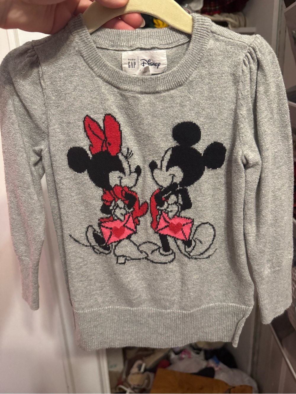 Baby Gap x Disney Grey Minnie & Mickey Knit Sweater